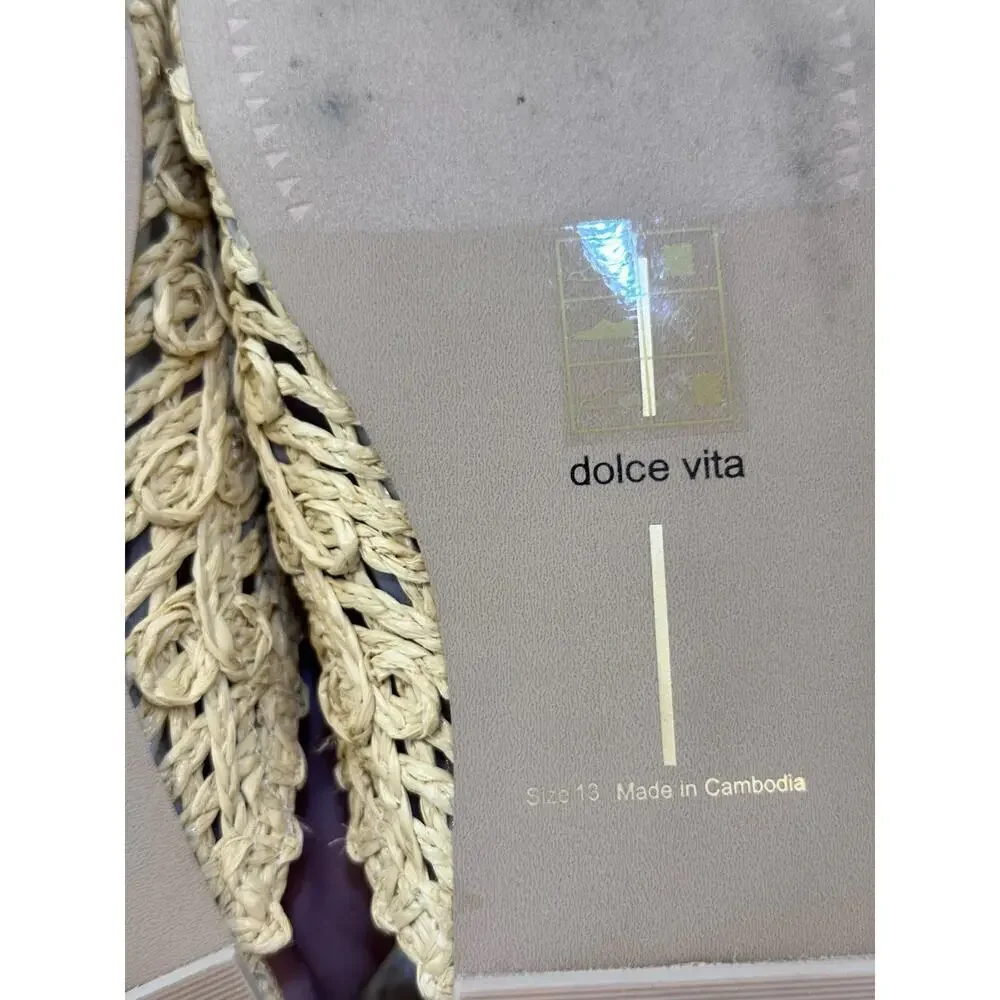 Dolce Vita Women's Light Natural Diya Macrame Diya Flat Mules Size 13